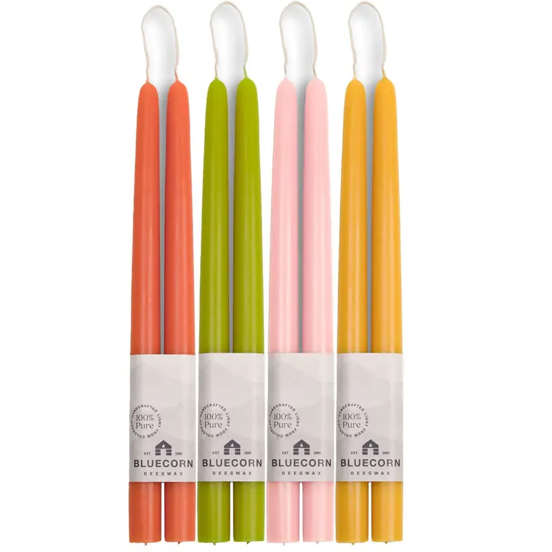 Seasonal Beeswax Taper Candle Set – 4 Colors, Hand-Dipped & Eco-Conscious 1