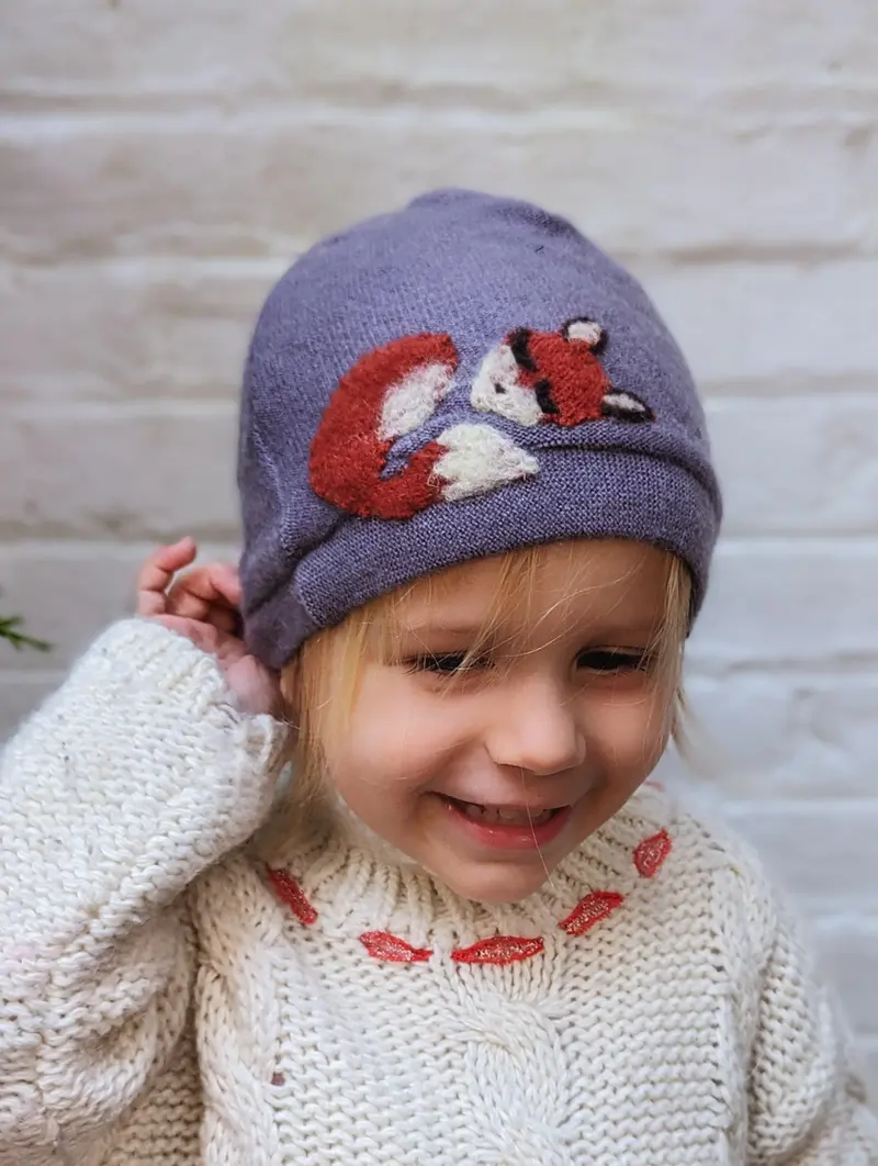 Sleeping Fox Cashmere Beanie For Toddlers 1