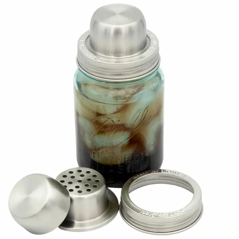 Stainless Steel Cocktail Shaker Lid With Band For Mason Jars 1