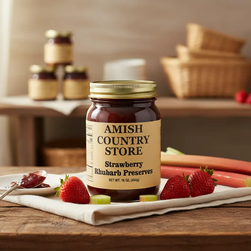 Strawberry Rhubarb Preserve – Small-Batch, 16 Oz 1