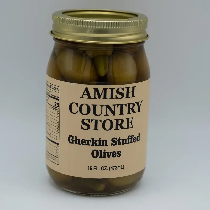 Stuffed Gherkin Olives – Brine-Cured With Herbs, 16 Oz 1