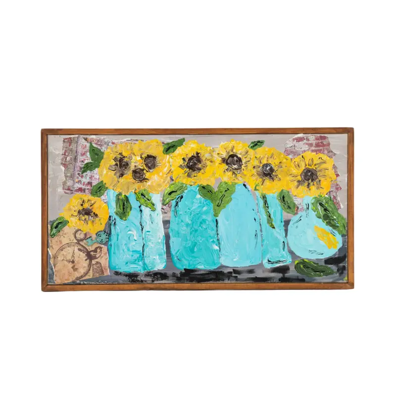 Sunflower Time Canvas Art Print | 25" × 13" | Framed Floral Painting | The Painted Attic 1
