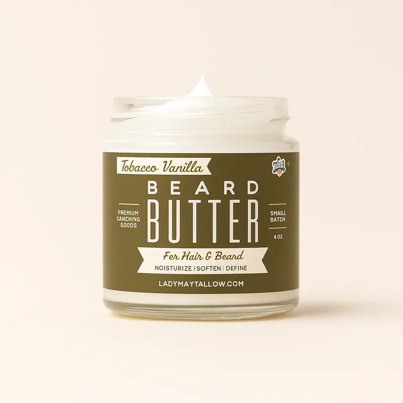 Tallow Man Tobacco Vanilla Beard & Body Butter – 9 Oz, Grass-Fed Tallow Formula 1
