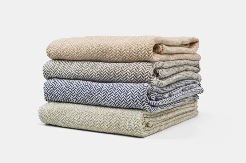 Textured Herringbone Cotton Throw Blanket 1