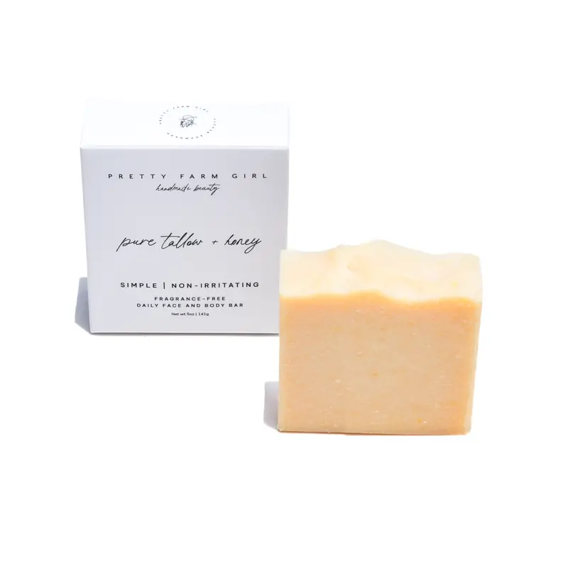 Unscented Tallow & Goat Milk Soap Bar – Pure Honey + Grass-Fed Tallow Formula 1