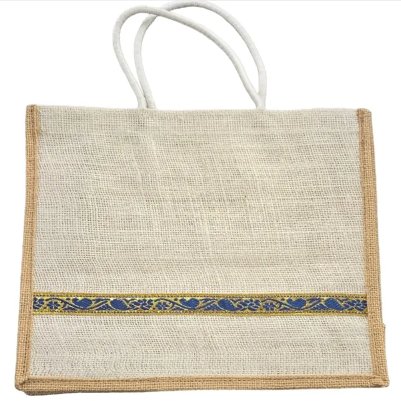 Vintage-Inspired Jute-Cotton Large Tote Bag – Custom Made 1