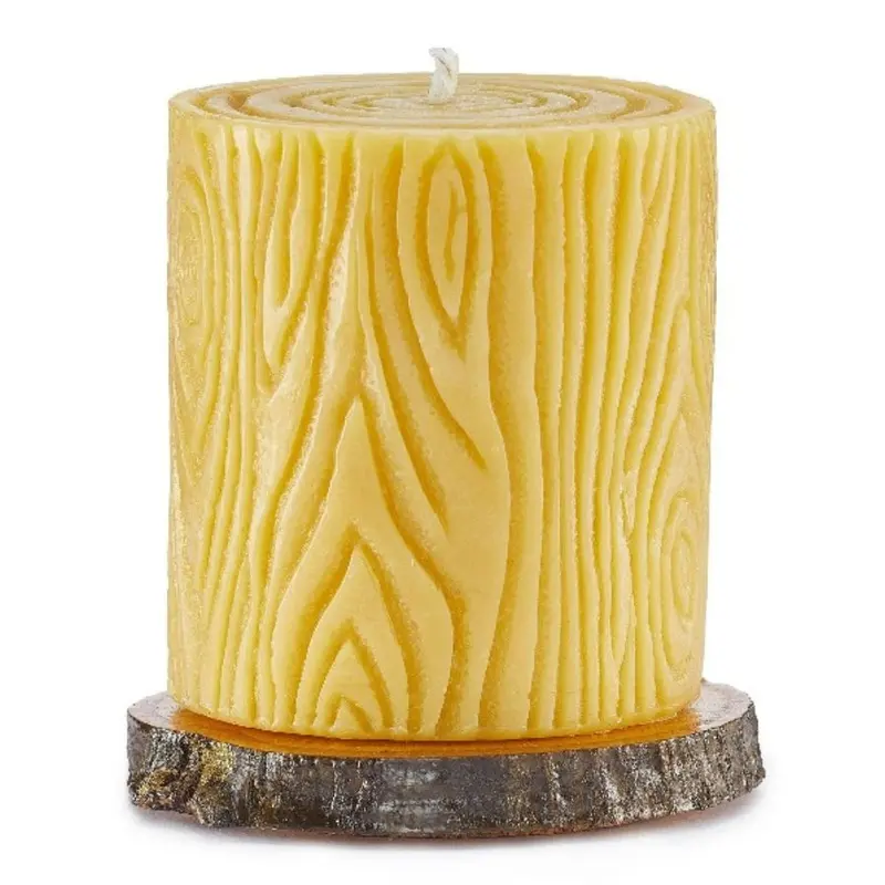 Wooden-Base Beeswax Candle – 12 Oz Artisan Crafted Candle By Buzz Savories 1