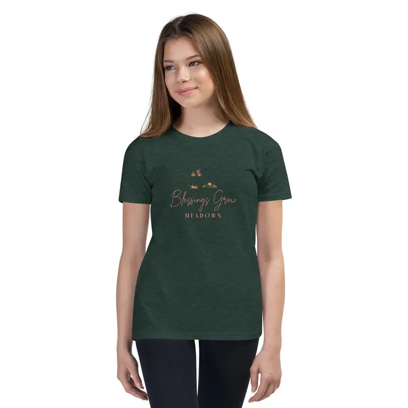 Youth-Sized T-Shirt With Blessings Grow Meadows Comfort Colors Fit