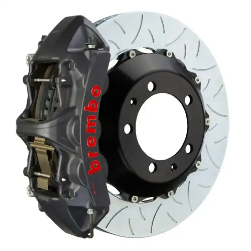 Brembo Front Gts Brake Kit For 2004–2008 Audi A4 S4 (B6/B7) – 6-Piston Calipers, 355X32Mm Slotted Two-Piece Rotors, Type 3 Black Ha Coating 1