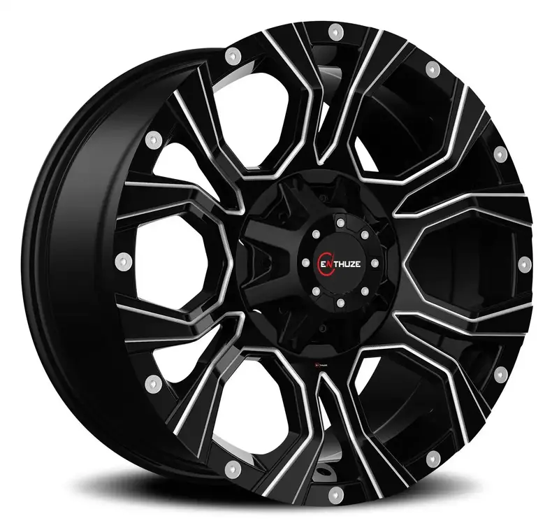 Enthuze Act64R-1890-78-00Bg Gloss Black Wheel With Cnc-Machined Grooves 1
