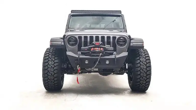 Fab Fours Jl18-B4751-1 Stubby Front Bumper – Matte Black Powder-Coated, No Winch Guard 1