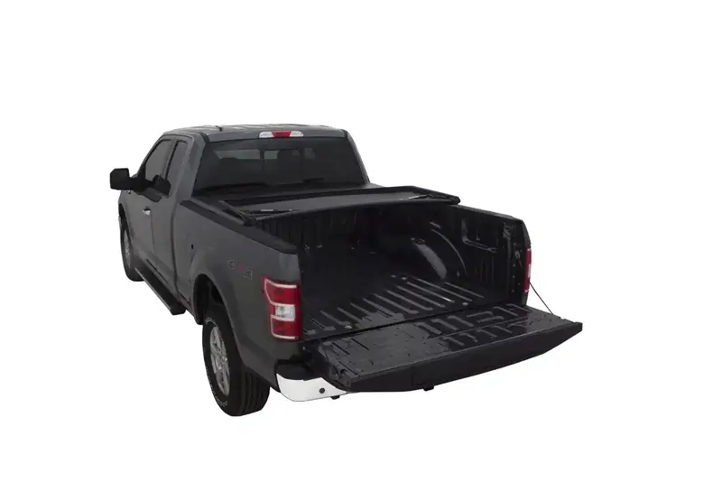 Lund Genesis Tri-Fold Tonneau Cover – Black Leather-Textured Hard Folding Bed Cover 1