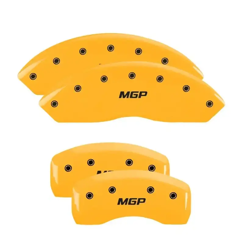 Mgp 4-Piston Caliper Covers – Engraved Yellow Finish With Black Contrast For Front & Rear Axles 1