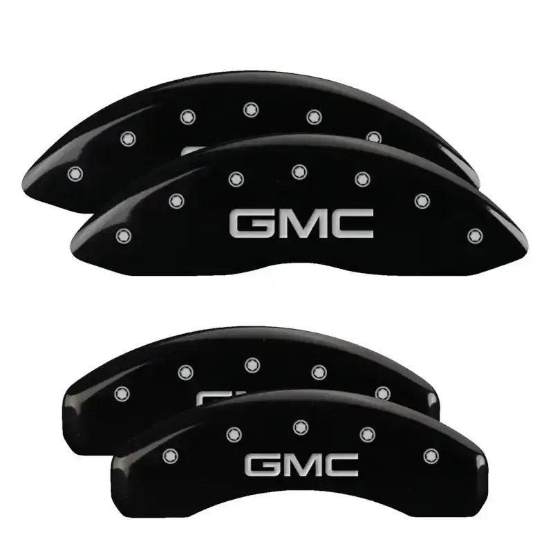 Mgp Engraved Caliper Covers – Front & Rear Set For Gmc Vehicles (Black Base, Silver Accent) 1