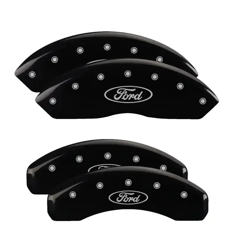 Mgp Oval Logo Caliper Covers – Front & Rear Set For Ford Vehicles (Black Finish, Silver Detail) 1