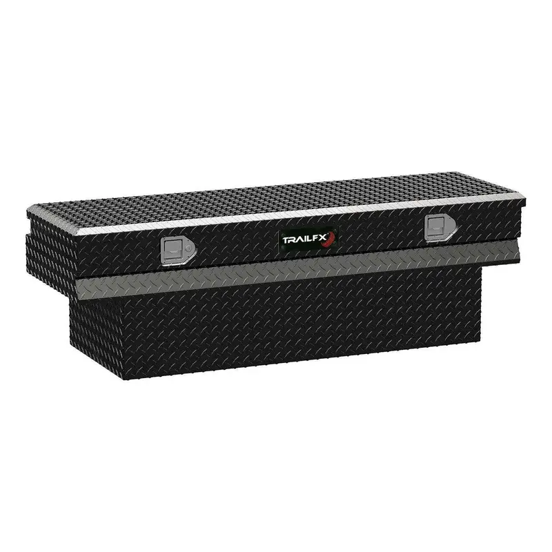 Trailfx 152602 Notched Single-Lid Aluminum Chest Carrier – Black Powder-Coated, 59" × 19.25" × 17.5" 1